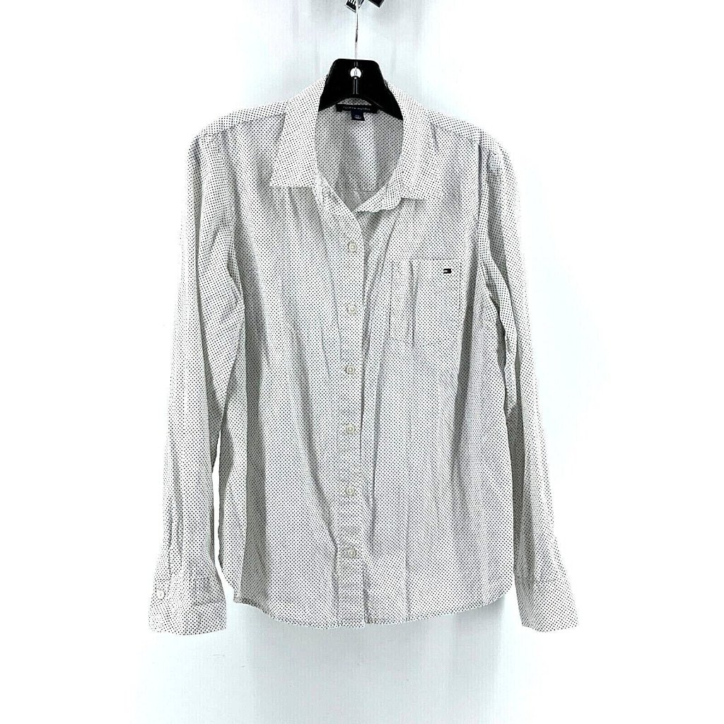 Tommy Hilfiger Women's Polka Dot Button Down Long Sleeve Fitted Shirt Size Small
